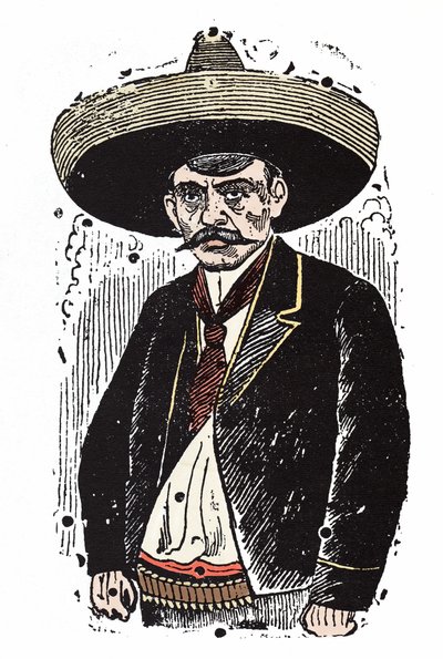 Emiliano Zapata (1880-1919), mexikansk revolutionär. Xylografi av Jose Guadalupe Posada (1852-1913). av José Guadalupe Posada