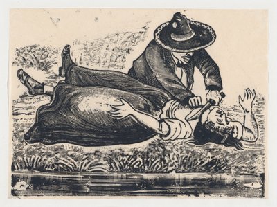 Francisco Guerrero, västmakaren och halsskuren, mördade en kvinna, ca. 19..., ca. 1905-1910. av José Guadalupe Posada