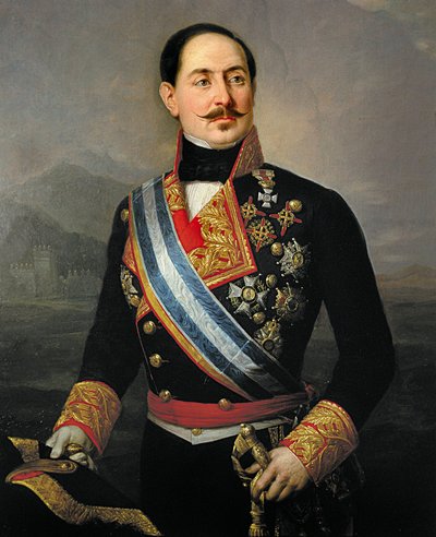 Porträtt av Francisco Serrano y Dominguez (1810-1885), spansk soldat och politiker, ledare för Liberal Union, president för den första republiken 1874 av José María Romero y López