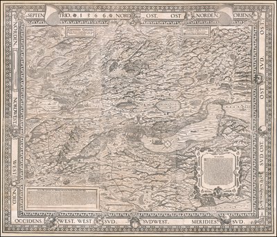 1566 års karta över Zürich med omgivningar av Jodocus Murer av Jos Murer