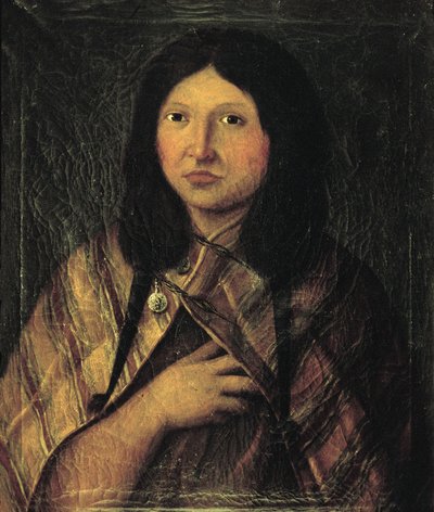 Porträtt av en indisk kvinna från Patagonien, teckning gjord under Alessandro Malaspinas expedition till Sydamerika ca. 1791 (ritning) av José del Pozo