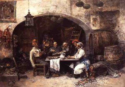 En uppmärksam publik (olja på panel) av Jose Benlliure y Gil