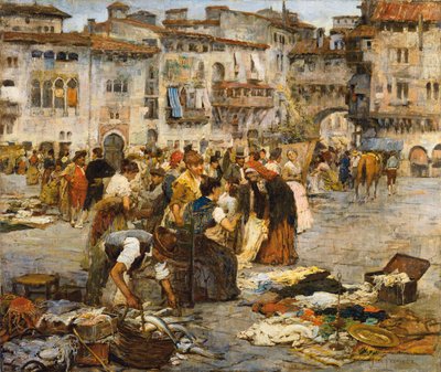 En marknad i Granada (olja på duk) av Jose Fernandez Alvarado