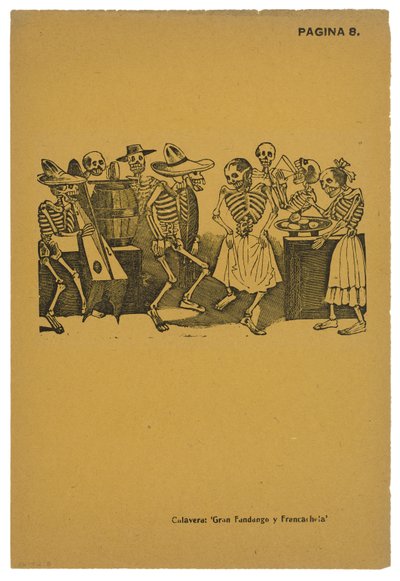 El jarabe de ultratumba, ca 1910, tryckt 1943 (foto-relief etsning med gravyr) av José Guadalupe Posada