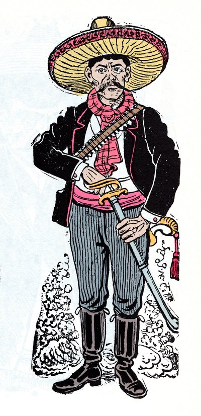 Mexikansk revolution (1910-1920) - Salazar Amador revolutionär anhängare av Emiliano Zapata - Xylografi av Jose Guadalupe Posada (1852-1913) av José Guadalupe Posada