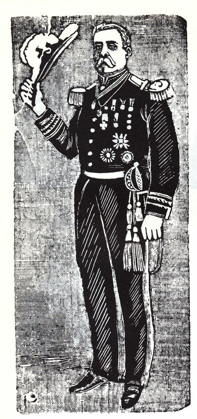 Porträtt av Porfirio Diaz (1828-1915), Mexikos president. Xylografi av Jose Guadalupe Inn (1852-1913). av José Guadalupe Posada
