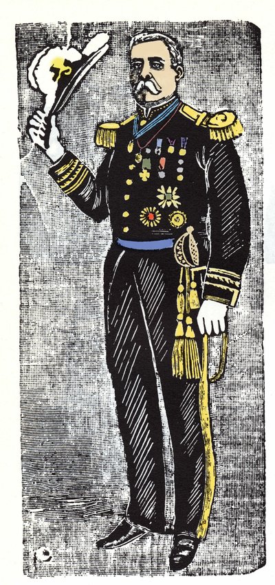 Den mexikanska revolutionen (1910-1920): Porfirio Diaz (1828-1915), Mexikos president. Xylografi av Jose Guadalupe Inn (1852-1913). av José Guadalupe Posada