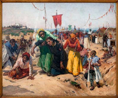 Löften; Målning av Jose Malhoa (1855-1933), Oil on Wood av José Malhoa