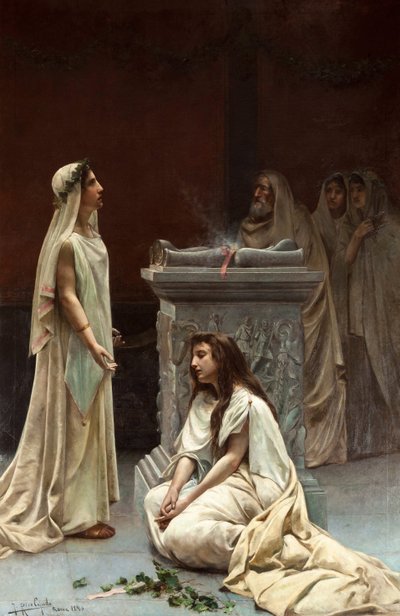 Akademisk konst: The Vestals av Rico Cejudo, Jose (1864-1943) av Jose Rico y Cejudo