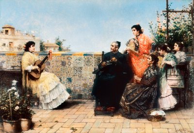Kurens besök (Målning, början av 1900-talet) av Jose Rico y Cejudo