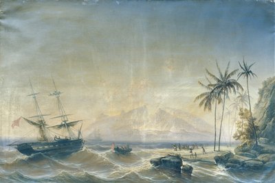 Krigsfartyg utanför Sydhavsöarna av Josef Carl Berthold Püttner
