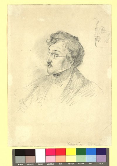 Studie (detalj) till målningen "Schackpartiet" av Josef Danhauser
