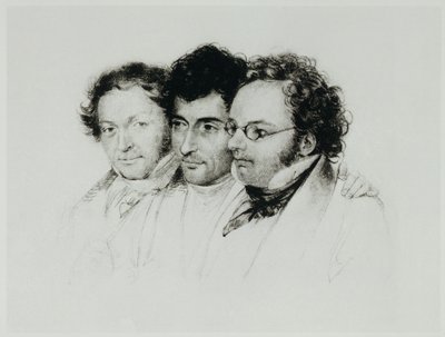 Johann Baptist Jenger, Anselm Huettenbrenner och Franz Schubert ... av Josef Eduard Teltscher