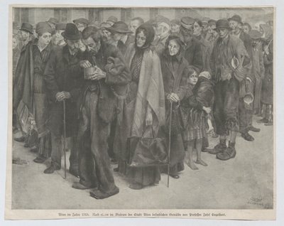 Tidningsurklipp, troligen ur "Leipziger Illustrirten Zeitung": "Wien år 1918" av Josef Engelhart