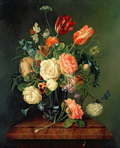 Stilleben med blandade blommor av Josef Holstayn