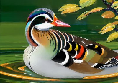 Djur: mandarin anka 1 av Josef Johann Michel