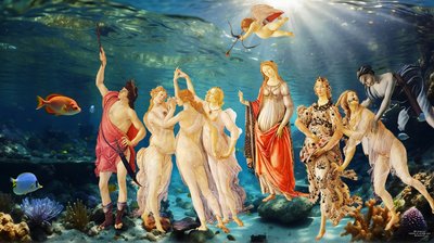 JJM återskapar_Botticelli-S_La Primavera_undervatten av Josef Johann Michel