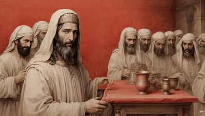 Jesus_säger till tjänarna_fyll vattenkärlen_Kanaans bröllop_04 av Josef Johann Michel