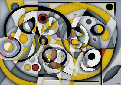 abstrakt: silver-gula_cirklar 3 av Josef Johann Michel
