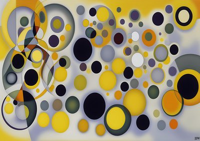 abstrakt: silver-gula_cirklar 4 av Josef Johann Michel