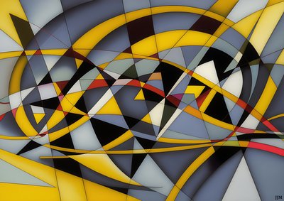 abstrakt: silver-yellow_curve 4 av Josef Johann Michel