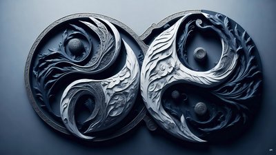 enkaustisk Feng Shui koncept av YIN OCH YANG _05 av Josef Johann Michel