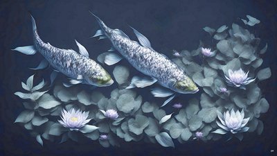 bläckmålning: Koi-Karpfish_amethyst_01 av Josef Johann Michel