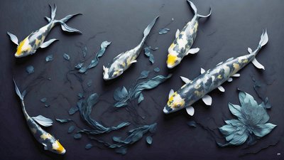 bläckmålning: Koi-Karpfish_yellow_01 av Josef Johann Michel