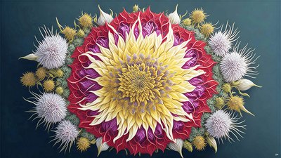 mandala: Tistel med blomelement_01 av Josef Johann Michel