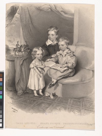 Ärkehertigarna Karl Ludwig, Franz Josef och Ferdinand Max av Österrike av Josef Kriehuber