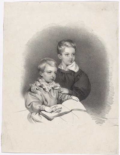 Kronprins Franz Joseph och ärkehertig Ferdinand Maximilian Josef som barn av Josef Kriehuber