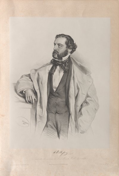 Porträtt av operasångaren Achille De Bassini 1819-1881, 1854. av Josef Kriehuber