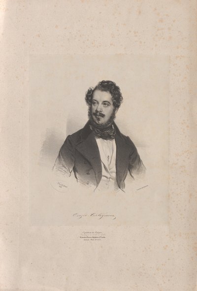 Porträtt av operasångaren Giovanni Orazio Cartagenova 1800-1841, 1838. av Josef Kriehuber