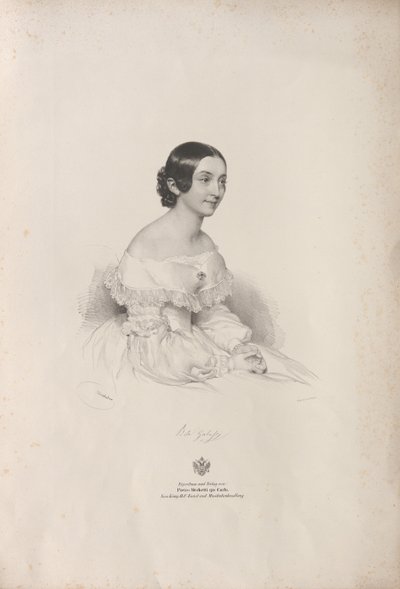 Porträtt av operasångerskan Rita Gabussi 1810-1891, 1840. av Josef Kriehuber