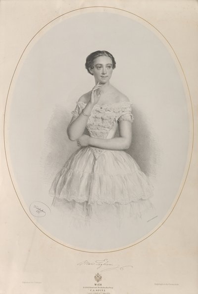 Porträtt av ballerinan Marie Taglioni 1804-1884, 1853. av Josef Kriehuber