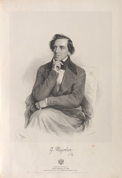 Porträtt av kompositören Giacomo Meyerbeer 1791-1864, 1847. av Josef Kriehuber