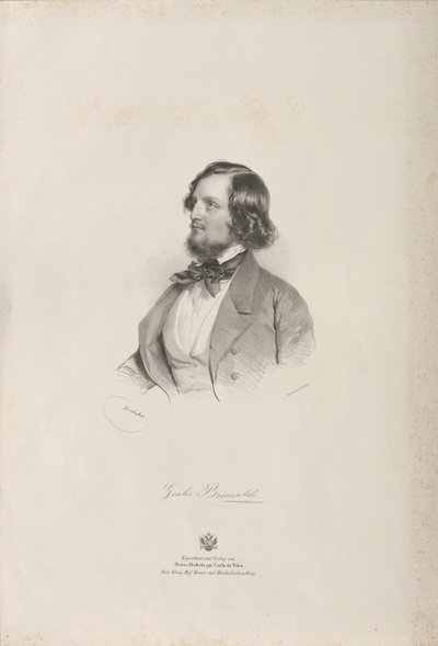 Porträtt av flöjtisten och kompositören Giulio Briccialdi 1818-1881, före 1850. av Josef Kriehuber