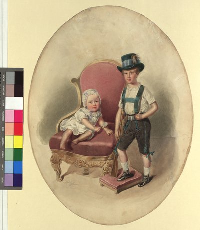 Två barn, troligen från kejsarfamiljen av Josef Kriehuber
