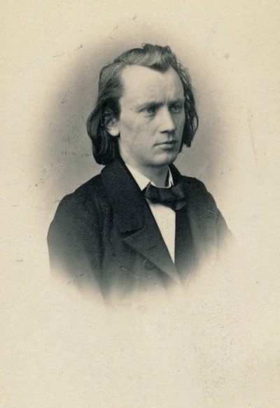 Porträtt av kompositören Johannes Brahms 1833-1897, ca 1863. av Josef Löwy