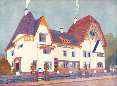 Hus i Darmstadt, ritat av professor Joseph Olbrich, c1900 1901-1902 av Josef Maria Olbrich