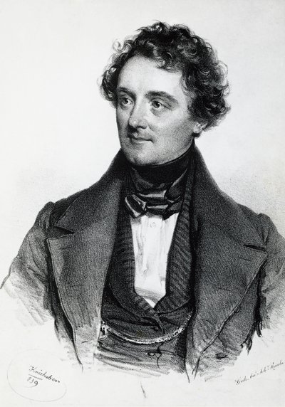 Porträtt av Johann Nepomuk Eduard Ambrosius Nestroy (Wien av Josef Nikolaus Kriehuber