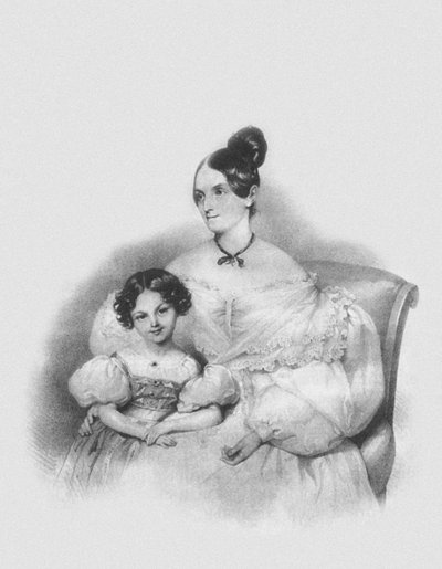 Porträtt av Olga Narychkina Potocki med deras dotter Sophie 1802-1861, 1835 av Josef Nikolaus Kriehuber