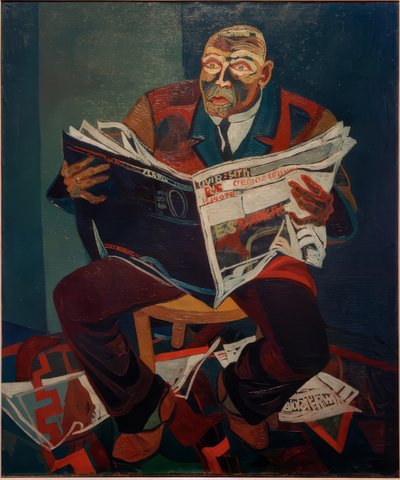 Man som läser tidningen av Josef Scharl