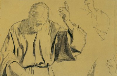 Draperistudie för målningen "Christi Ascension" av Josef Wawra