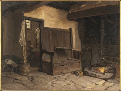 A Cottage Interior (olja på papper monterad på masonit) av Josef Wilhelm Wallander