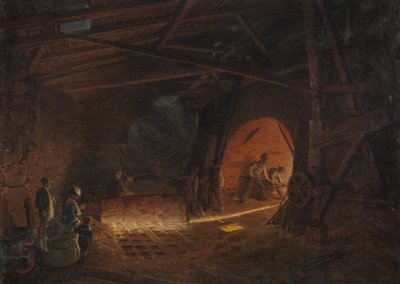 Acierie - Järnbruk, av Wallander, Josef Wilhelm (1821-1888). Olja på duk av Josef Wilhelm Wallander