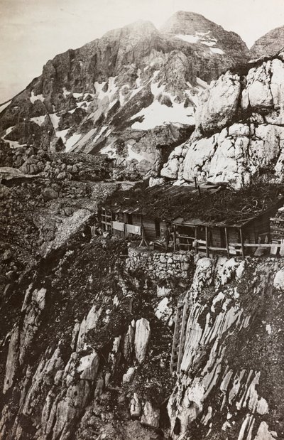 Album "Mitt världskrig - minnen av sydvästra fronten i Kärnten, Italien, Trentino-Alto Adige) 31/03/1915-12/11/1918 - Josef Zohles Wien ": militärlägerberg (s/v) av Josef Zohles