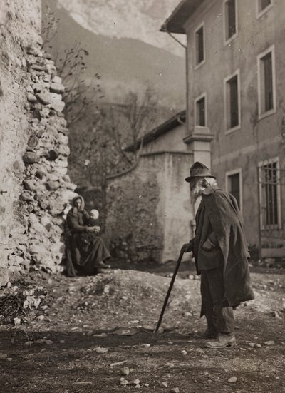 Album "Mitt världskrig - minnen av sydvästra fronten i Kärnten, Italien, Trentino-Alto Adige) 31/03/1915-12/11/1918 - Josef Zohles Wien ": gammal man på en landsväg ( av Josef Zohles