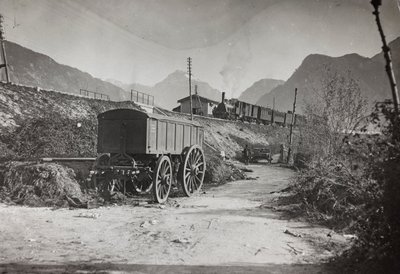 Album "Mitt världskrig - minnen av sydvästra fronten i Kärnten, Italien, Trentino-Alto Adige) 31/03/1915-12/11/1918 - Josef Zohles Wien ": järnväg Tolmezzo (s/v foto av Josef Zohles