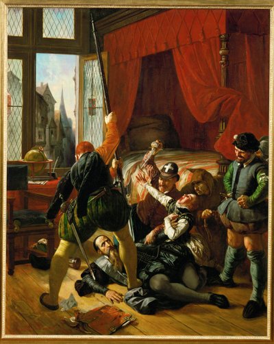 En scen från Sankt Bartolomeus natt (målning på duk) av Joseph Nicolas Robert Fleury